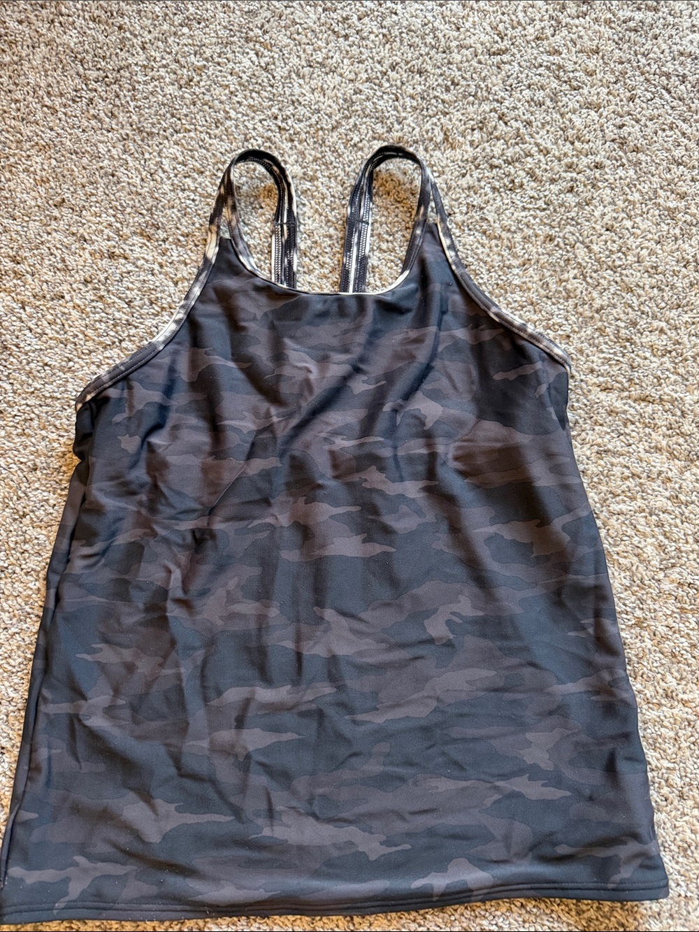 Athleta Dark Gray Camo Double-Strap Tank